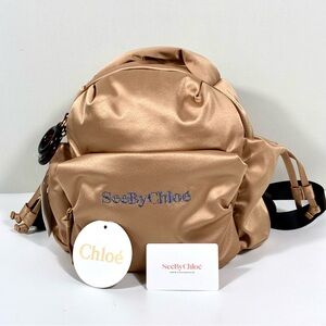 See by Chloe Tilly Satin Mini Backpack Biscotti Beige NWT